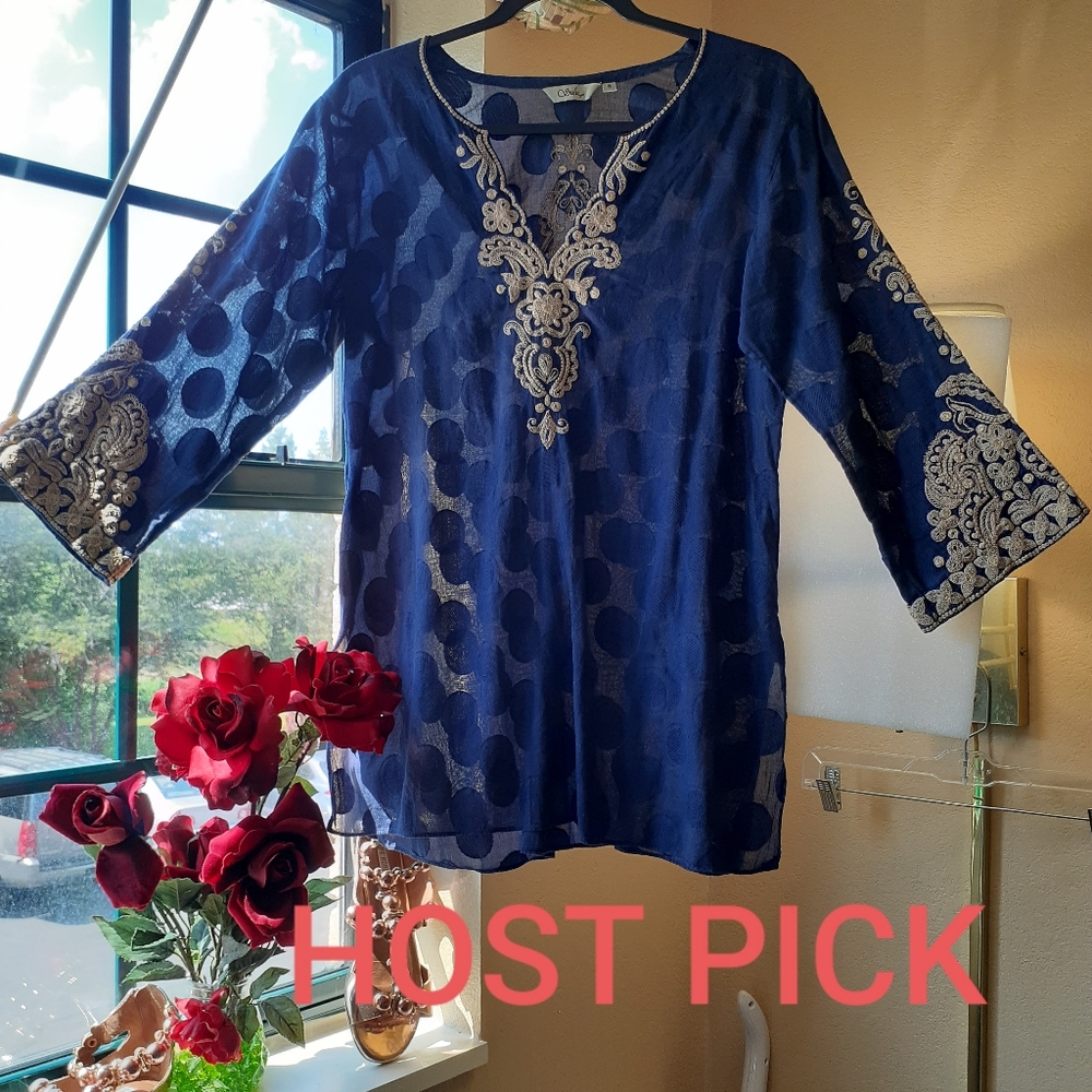 Sulu Embroidered Tunic Cover Up Like New